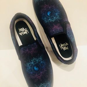 ☯️ “YES WE VIBE” UNISEX YING-YANG MANDALA SLIP ONS